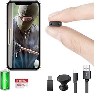 【Free 64G】 Smallest Wireless WiFi Battery Camera,HD1080P Portable Baby Monitor with Video Recording Live Feed Night Vision,Motion Detection,Cloud Storage,Remote Viewing for Security with iOS Android