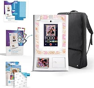 HP Sprocket Photo Booth Machine Instant Color Photo Printer (White) Gift Bundle + Zink Paper (110 Sheets) + Padded Carrying Case + Premium Screen Protector (2) + Decorative Sticker Frames (15)