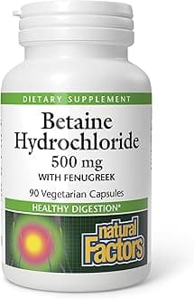 Natural Factors Betaine Hydrochloride with Fenugreek, 90 Vegetarian Capsules