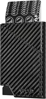 VULKIT Pop up Card Wallet RFID Blocking Slim Aluminum Metal Bank Card Holder Case with Business Money Pocket for Credit Cards Notes and Coins