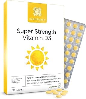Super Strength Vitamin D3 | Immune Health | Bone, Teeth & Muscle Health | Contains 1,000iu of Natural Source Vitamin D3 in Each Tablet | Vegetarian (240 Tablets)