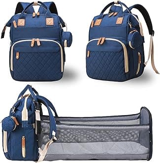 Diaper Bag with Changing Station, Waterproof 3 in 1 Baby Diaper Backpack with Foldable Changing Pad, Large Travel Back Pack for Baby Girl Boy, Baby essentials, Blue