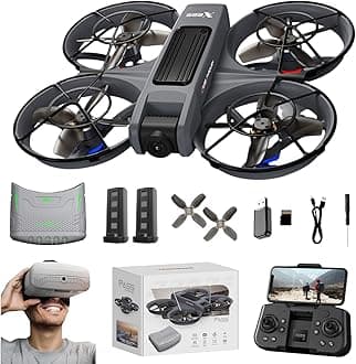 FPV Drone with Camera and VR Glasses, Brushless Motor Optical Flow Cool LED Lights Drones Dual Camera Switch RC Quadcopter 2 Batteries VR Drones for Beginners Adults X226 Drone
