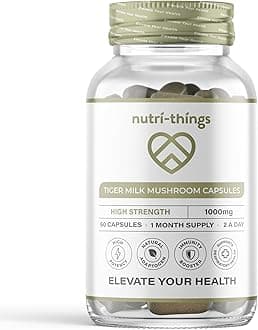 Tiger Milk Mushroom Capsules 1000mg - High Strength | 60 Capsules | Natural Adaptogen for Immunity & Respiratory Health | Supports Daily Wellness & Vitality | 1 Month Supply, 2 a Day