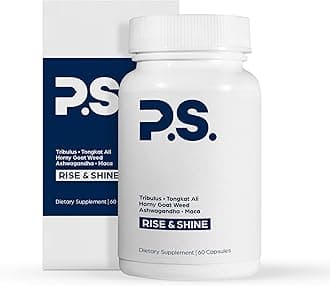 PS Natural Testosterone Booster for Men - Premium D3 and Zinc Supplements for Men with Tribulus, Horny Goat Weed, and Tongkat Ali - Test Booster and Energy Supplements (60 Capsules)