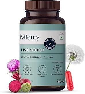 - Miduty Liver Detox Supplement Milk Thistle with N-Acetyl Cysteine 900 mg | Natural Body Detox & Digestive Enzymes - Fatty Liver Care | Natural Detoxification Formula - 60 Veg Capsules