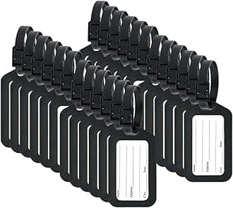 Storite 24 Pack Luggage Tags With Strap, Smart Tags For Travel Suitcases, School Bags For Easily Identification Of Bags - Black, 24 Labels