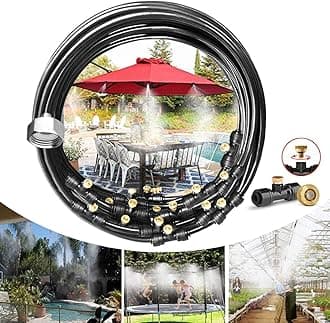 Outdoor Misting Cooling System,Misting Line,Brass Mist Nozzles for Patio Garden Greenhouse Trampoline for Waterpark (26FT)