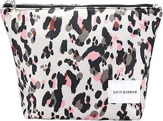 Makeup Bag Zipper Pouch Travel Cosmetic Organizer, Elegant Roomy Cosmetic Bag for Women, Women Makeup Organizer and Travel Toiletry Bag for Gift (White Printed)