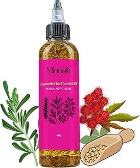 Minnah Hair Growth Oil for Black Women, Extra Strength Rosemary Fenugreek Herbal Hair Growth Oil, Natural Scalp Oils Serum with Castor Oils, Aceite de Romero para el Cabello for All Hair Types (1 PCS)