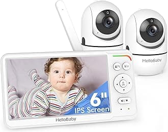World's First 6" IPS Split Screen Baby Monitor with 2 Cameras - No WiFi, 30hr Battery, 355° Pan-Tilt, Night Vision, 1000ft, Portable Travel Video Audio Monitors with Temp Alert/Lullabies/VOX