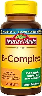 Nature Made Stress B Complex with Vitamin C and Zinc, B Complex Vitamins for Women and Men, Immune Support, 75 Tablets, 75 Day Supply