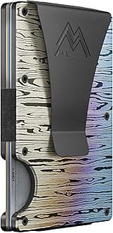 Mountain Voyage Co Minimalist Wallet for Men & Women - Slim RFID, Scratch Resistant, Credit Card Holder & Money Clip, Easily Removable Money & Cards, (Forged Damascus Alloy)
