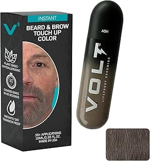 VOLT Grooming Instant Beard Color Single Pack - Smudge and Water Resistant Quick Drying Brush on Color for Beards, Mustaches & Eyebrows - 0.35 Fl Oz (10 ml), Ash (Gray/Brown)