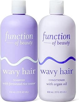 Function of Beauty Customizable Shampoo & Conditioner for Wavy Hair, 22 oz Each - Sulfate-Free, With Fermented Rice Water to Strengthen & Argan Oil to Enhance Glossiness & Natural Shine