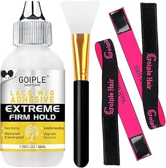 Wig Glue for Lace Front Wigs, Waterproof Lace Front Wig Adhesive & Silicone Applicator for Wigs, Strong Hold Transparent Lace Glue Edge Band for Hair Replacement Invisible Hair Bonding Adhesive(4PCS)