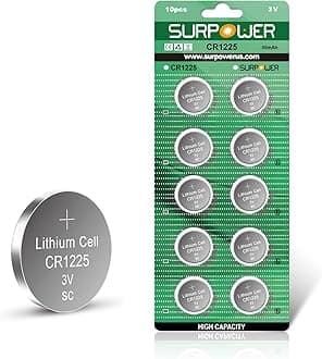 SURPOWER 【5-Year Warranty】 CR1225 3V Battery for Thermometer CR 1225 -10 Pack