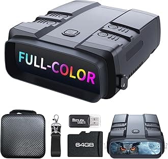 Night Vision Goggles, True 4K Full-Color Night Vision Binoculars, Built-in Powerful Focusable IR, 6000mAh Rechargeable Battery, Super Large Display, Long Viewing Range, Free 64GB Card (Black)