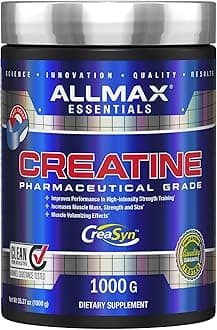 ALLMAX Nutrition Creatine Monohydrate Powder, Unflavored – Pure Micronized Creatine Supplement for Men & Women – Supports Strength, Performance & Training Intensity – Vegan, Gluten Free (1000g)