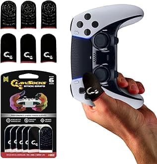 MGC ClawSocks Stick Grips, Pack of 6, Performance Carbon Fiber Thumb Sleeves for Controller Gaming, Silicone Grip, Enhanced Aim, Control, Consistency and Comfort. Use with all Analog Stick Controllers
