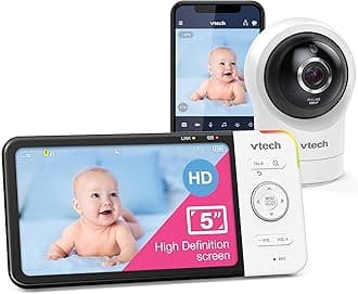 VTech RM5764HD 1080p Smart WiFi Remote Access Baby Monitor, 360° Pan & Tilt, 5" 720p HD Display, HD Night Vision, Soothing Sounds, 2-Way Talk, Temperature Sensor, Motion Detection, iOS & Android