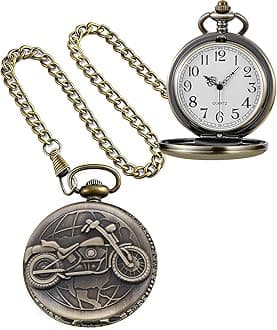 Vintage Punk Motorcycle Pocket Watch Quartz Bronze Steam Train Pocket Watch Men Women Gift for Christmas Birthday