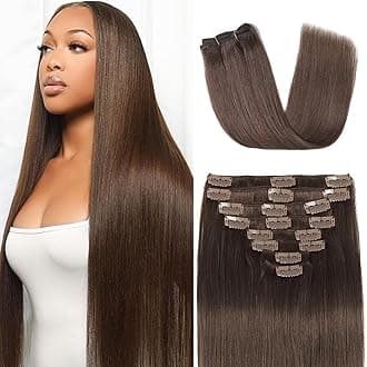 Clip in Hair Extensions Real Human Hair Clip ins 100% Human Hair Extension for Women Clip in Extensions 8pcs Per Set with 18 Clips Double Weft (22 Inch 90g #4 Chocolate Brown)