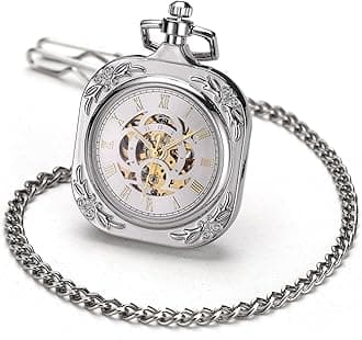 SIBOSUNMechanical Pocket Watch for Men Pocket Watch with Chain Steampunk Skeleton Antique Men Women Pocket Watches