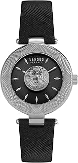 Versus Versace Brick Lane Lion Collection Womens Fashion Watch Featuring Genuine Leather Adjustable Strap and Sunray Dial