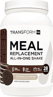 TransformHQ Meal Replacement Shake Powder 28 Servings (Cookies & Cream) - Gluten Free, Non-GMO