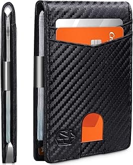 Zitahli Slim Wallets for Men - Minimalist Money Clip Mens Wallet - RFID Blocking Front Pocket Bifold Wallet - Credit Card Holder with ID Window Gift Box