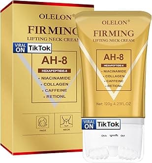 OLELON [2026 Upgrade AH8 Firming Neck Cream with Roller - Tightening & Lifting Cream for Sagging Skin, 8-HA Clockwise Neck Cream for Face & Body Skin Tightening Cream with Massage Roller