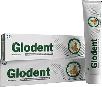 Glodent Teeth Whitening Toothpaste | Plaque Remover | Gum Care | Anticavity Tooth paste | Natural Xylitol Extracts, Neem, Pineapple, Papaya, and Miswak | Vegan-friendly Oral Care (Pack of 2) 70g each
