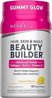 Hair, Skin and Nails Beauty Builder With Collagen, Biotin and Vitamin C, Includes Antioxidants, Gummy, Lemon, 60 Count, 1 Bottle