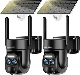 4K 8MP Solar Security Cameras Wireless Outdoor Battery Powered,360°PTZ Wireless Cameras for Home Security with Spotlight Siren, 5Dbi Dual antenna,PIR Human Detection,Color Night Vision,2.4/5Ghz,Alexa