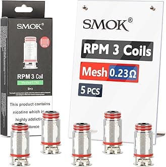 SMOK RPM 3 Meshed 0.23ohm Replacement Coil (Pack of 5), Press Fit Coil Installation, Easy to Replace, Mesh Technology, 2ml Cartridge, NO Nicotine