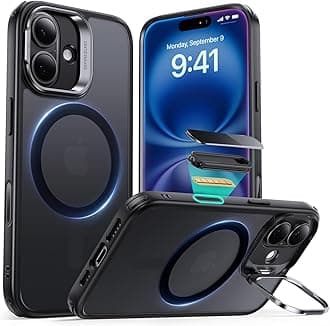 ESR for iPhone 16 Case, Compatible with MagSafe, Military-Grade Protective Case, Built-In Stash Stand Phone Case, Scratch-Resistant Back Cover, Classic Series, Frosted Black