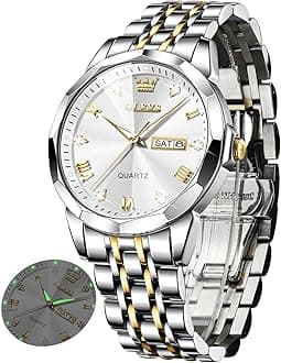 OLEVS Watch for Men Women Large Face Unisex Diamond Luxury Dress Analog Quartz Stainless Steel Waterproof Luminous Date Business Casual Wrist Watch