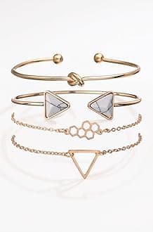 Set of 4 Multilayer Charm Bangle Gold Plated Bracelet for Women and Girls (Golden) (10695b)