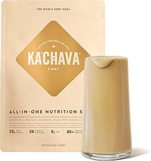 Ka’Chava Whole Body Meal Shake Chai 2 lb – Vegan Protein Powder with 85+ Superfoods & Greens – Plant-Based Meal Replacement with Probiotics & Digestive Enzymes – Gluten & Dairy Free (15 Servings)