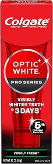Colgate Optic White Pro Series Vividly Fresh Hydrogen Peroxide Toothpaste, Teeth Whitening Toothpaste, Effectively Removes Tea, Coffee, and Wine Stains, Enamel-Safe for Daily Use, 3.0 oz