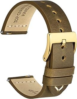 Old-fashioned Watch Strap, Top Grain Leather, French Wax Thread, Quick Release, Stainless Steel Buckle, Replacement Straps for Men, Band Width 17mm 18mm 19mm 20mm 21mm 22mm 24mm