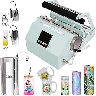 BetterSub 3in1 Tumbler Mug Heat Press Machine 30 OZ 20 OZ 16 OZ Sublimation Straight Skinny Tumbler Mug 3 OZ 1.5 OZ Shot Glass,11 OZ 15 OZ 16 OZ Sublimation Mug Heat Transfer (3in1 Teal)
