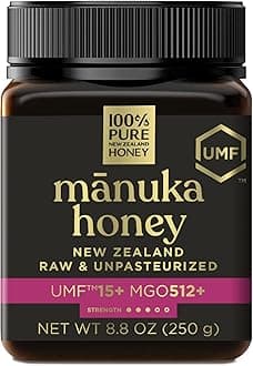 Manuka Honey UMF 15+ (MGO 512+) 100% Pure New Zealand - Certified, Raw 8.8 Ounce (250g) (Pack of 1)