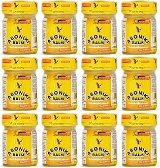 AbonikiBalm Pain Relief - Fast and Long Lasting Comfort for Lower Back Pain Relief, Knee Pain Relief, Neck Pain Relief, Shoulder Pain Relief, Joint & Muscle Pain Relief (12 Glass Jars)