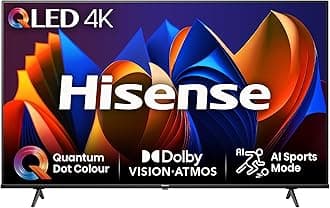 Hisense 50 Inch 4K QLED Smart TV 50E77NQTUK - Quantum Dot Colour, 4K AI Processor, Dolby Vision Atmos, Smooth Motion, Sports Mode, Vidaa OS with Freely, Youtube, Netflix and Disney+ (2024 Model)
