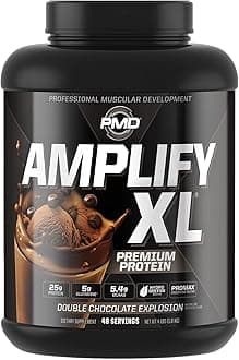 PMD Sports Amplify XL Premium Whey Protein Supplement Hydro Greens Blend - Glutamine and Whey Protein Matrix with Superfood for Muscle, Strength and Recovery - Double Chocolate Explosion (48 Servings)