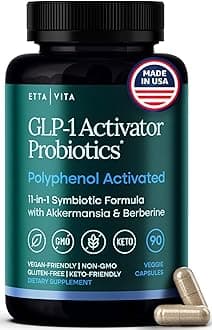 Etta Vita GLP-1 Probiotic Supplement with Carb Blockers for Weight Loss & Appetite Control for Women & Men – Akkermansia, Berberine, Inulin, EGCG, Resveratrol & Hops – Supports Digestion, Gut Health