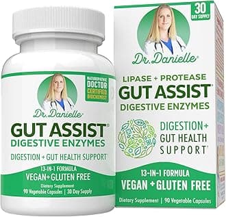 Gut Assist Digestive Enzymes Supplement to Aid in Breaking Down Proteins, Fats, and Carbohydrates for Digestion, Vegetarian Formula for Better Digestion & Lactose Absorption with Amylase & Protease