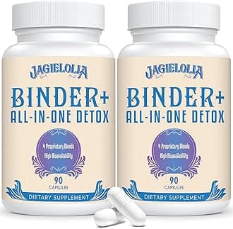Jagielolia All-In-One Detox Binder Supplement 1500 MG - High Bioavailability, Liver Gut Detox Cleanse with Activated Charcoal, Zeolite & Bentonite Clay for Toxins, Liver, Digestive, 180 Vegan Capsules